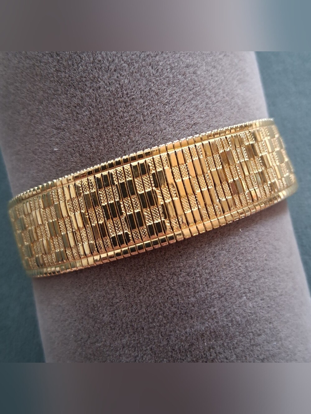 Gold Tone Wide Textured Bracelet